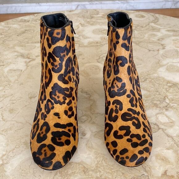 NWOT Urban Outfitters Pony Hair Leopard Print Ankle Boots - Picture 3 of 13